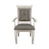 Modern Glam Silver Finish Dining Furniture Set of 2 Armchairs Gray Faux Leather Upholstered Wooden Dining Room Furniture