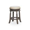 24" Counter Stool, Weathered Gray Finish, French Gray Leather Seat