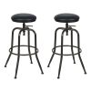 Walker Industrial Counter Bar Stools, Black PU (Set of 2), Height adjustable