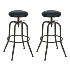 Walker Industrial Counter Bar Stools, Black PU (Set of 2), Height adjustable