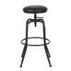 Walker Industrial Counter Bar Stools, Black PU (Set of 2), Height adjustable