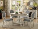 Transitional Antique White and Gray Side Chairs Set of 2 Chairs Dining Room Furniture Padded fabric seat