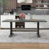 TREXM Retro Style Dining Table 78" Wood Rectangular Table, Seats up to 8 (Gray)