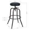 Walker Industrial Counter Bar Stools, Black PU (Set of 2), Height adjustable