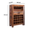 43 Inch Single Drawer 20 Bottle Wine Storage Cabinet with Stemware Hanger, Brown