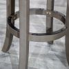 24" Counter Stool, Weathered Gray Finish, Black Leather Seat