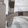 24" Counter Stool, Weathered Gray Finish, Black Leather Seat