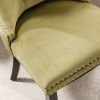 Nikki Collection Modern, High-end Tufted Solid Wood Contemporary Velvet Upholstered Dining Chair with Wood Legs Nailhead Trim 2-Pcs Set, Olive-Green,