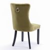 Nikki Collection Modern, High-end Tufted Solid Wood Contemporary Velvet Upholstered Dining Chair with Wood Legs Nailhead Trim 2-Pcs Set, Olive-Green,