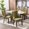 Nikki Collection Modern, High-end Tufted Solid Wood Contemporary Velvet Upholstered Dining Chair with Wood Legs Nailhead Trim 2-Pcs Set, Olive-Green,