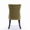 Nikki Collection Modern, High-end Tufted Solid Wood Contemporary Velvet Upholstered Dining Chair with Wood Legs Nailhead Trim 2-Pcs Set, Olive-Green,