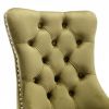 Nikki Collection Modern, High-end Tufted Solid Wood Contemporary Velvet Upholstered Dining Chair with Wood Legs Nailhead Trim 2-Pcs Set, Olive-Green,