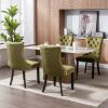 Nikki Collection Modern, High-end Tufted Solid Wood Contemporary Velvet Upholstered Dining Chair with Wood Legs Nailhead Trim 2-Pcs Set, Olive-Green,