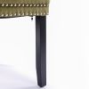 Nikki Collection Modern, High-end Tufted Solid Wood Contemporary Velvet Upholstered Dining Chair with Wood Legs Nailhead Trim 2-Pcs Set, Olive-Green,