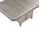 Modern Glam 1pc Counter Height Dining Table Silver Champagne Gray Finish 12" Extension Leaf One Pedestal Shelf with Sparkling Accents Casual Dining Ro