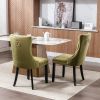 Nikki Collection Modern, High-end Tufted Solid Wood Contemporary Velvet Upholstered Dining Chair with Wood Legs Nailhead Trim 2-Pcs Set, Olive-Green,