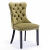 Nikki Collection Modern, High-end Tufted Solid Wood Contemporary Velvet Upholstered Dining Chair with Wood Legs Nailhead Trim 2-Pcs Set, Olive-Green,