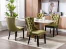 Nikki Collection Modern, High-end Tufted Solid Wood Contemporary Velvet Upholstered Dining Chair with Wood Legs Nailhead Trim 2-Pcs Set, Olive-Green,