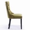 Nikki Collection Modern, High-end Tufted Solid Wood Contemporary Velvet Upholstered Dining Chair with Wood Legs Nailhead Trim 2-Pcs Set, Olive-Green,