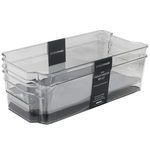 SimpleMade 2 Pack 6" x 12.5" Clear Fridge Bin with Blue Grip Liner