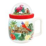 12 oz Ceramic Tropical Mug with Decorative Dome Lid