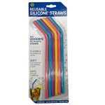 6 Pack Reusable Silicone Bend Straws on Clip Strip