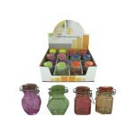 Colored glass spice jars with locking lid