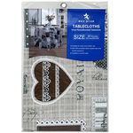 60" X 60" Light Brown Valentines Design PVC Tablecloth with Flannel Backing