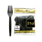 Heavy Duty Black Plastic Forks Set