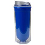 Glossy Blue Double Wall Tumbler with Clear Lid