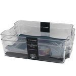 SimpleMade 2 Pack 8.25" x 12.5" Clear Fridge Bin with Grip Liner (Color: Blue)