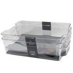 SimpleMade 2 Pack 8.25" x 12.5" Clear Fridge Bin with Grip Liner (Color: Grey)