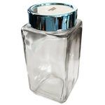 Sharper Image 33.8 Oz. Stain Resistant Square Glass Canister with Twist Off Lid (Color: Aqua)
