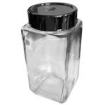 Sharper Image 33.8 Oz. Stain Resistant Square Glass Canister with Twist Off Lid (Color: Black)